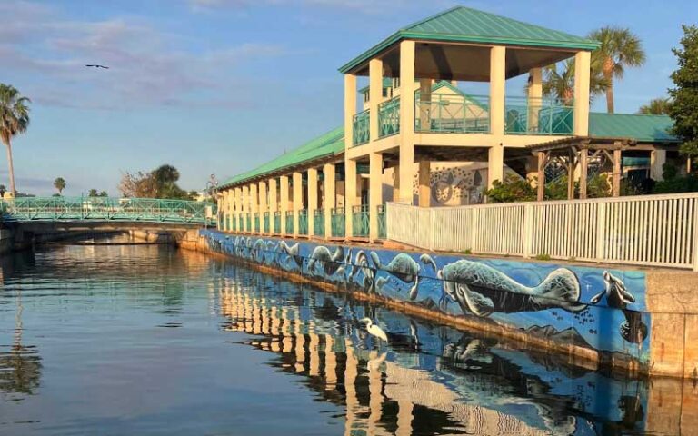 building exterior with dock from lagoon at manatee center fort pierce