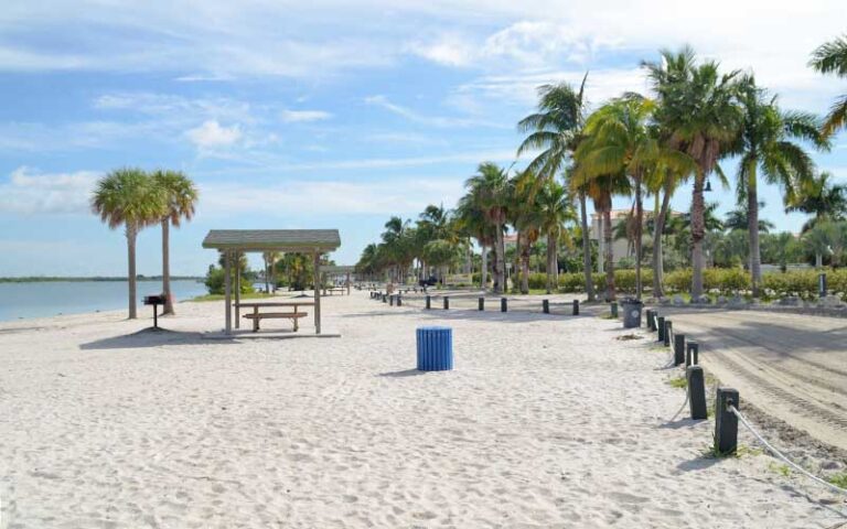 park along inlet with picnic tables and roadway at south causeway park fort pierce