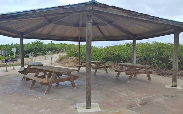 pavilion with picnic tables and beach dunes at frederick douglass memorial park fort pierce