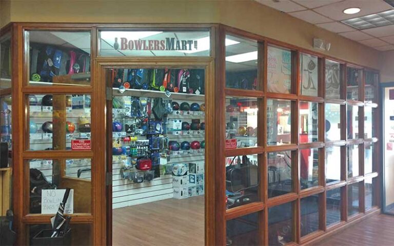pro shop inside bowling alley with equipment at shore lanes palm bay melbourne