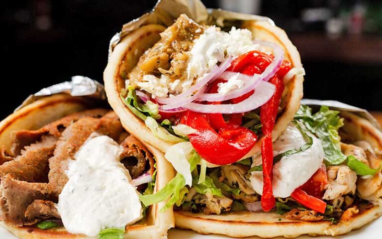 stack of three gyros at spiros taverna of st lucie west