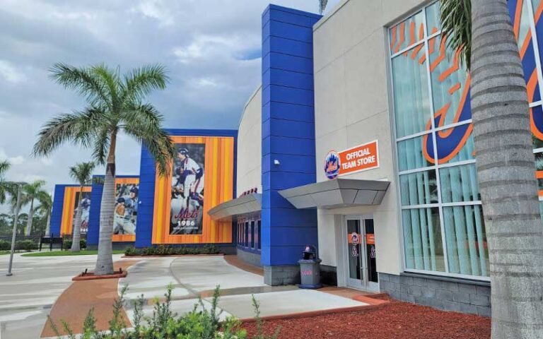 stadium entrance with fan shop at clover park port st lucie