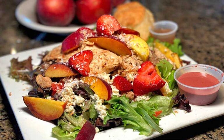 strawberry and peach salad at berry fresh cafe port st lucie