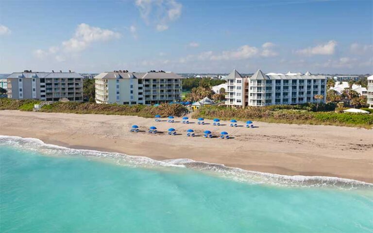aerial view from ocean of resort buildings at marriott hutchinson island beach resort golf marina stuart