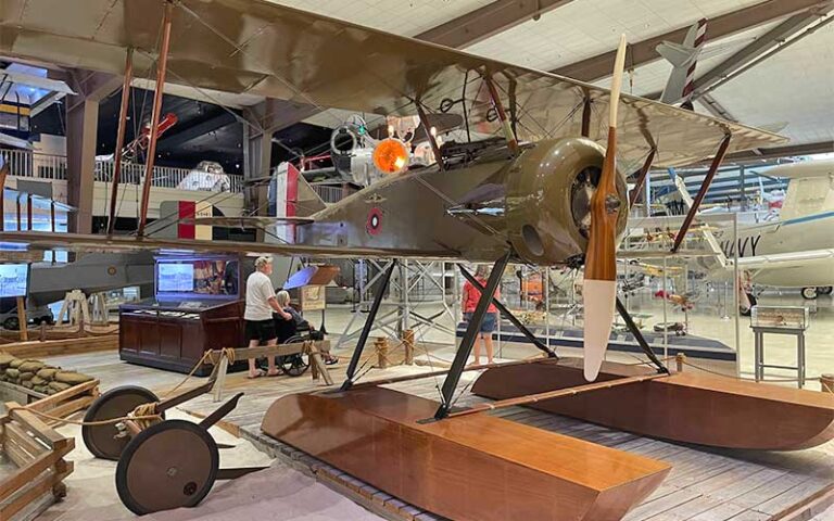 antique seaplane with other museum interior exhibits at air force armament museum eglin afb destin