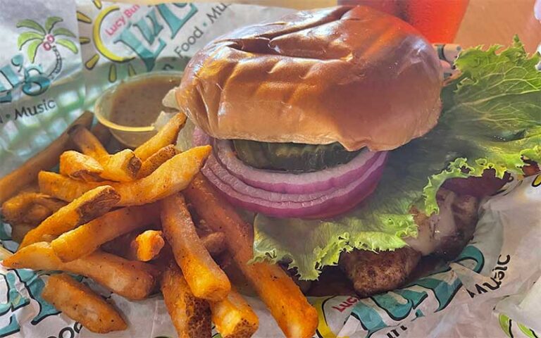 burger with sides at lulus destin