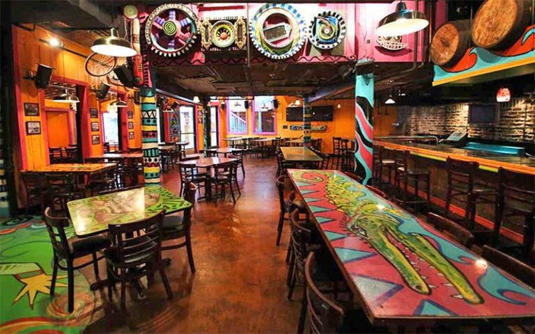 dining room interior with colorful decor at fudpuckers beachside bar grill destin