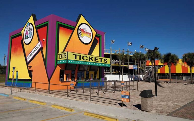 exterior of entrance building at the track family fun park destin