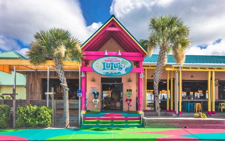 front exterior entrance of colorful restaurant at lulus destin