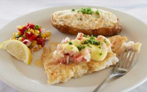 grouper louisianne entree with sides at louisiana lagniappe destin