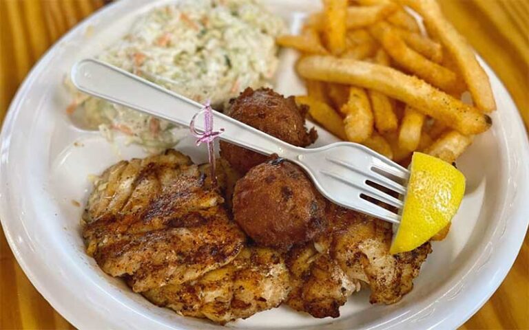 grouper plate with sides at stewbys seafood shanty fort walton beach