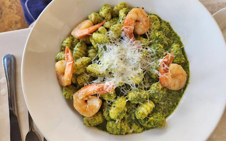 shrimp pesto gnocchi at vergina naples