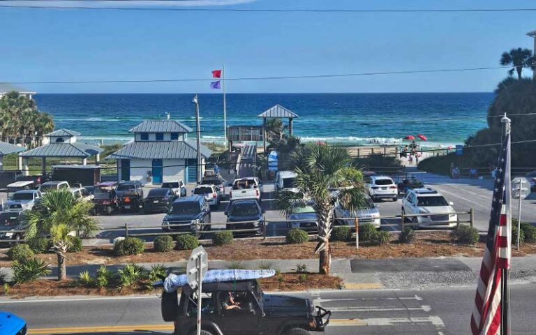 view from rooftop across street to beach at shunk gulley oyster bar santa rosa beach 30a