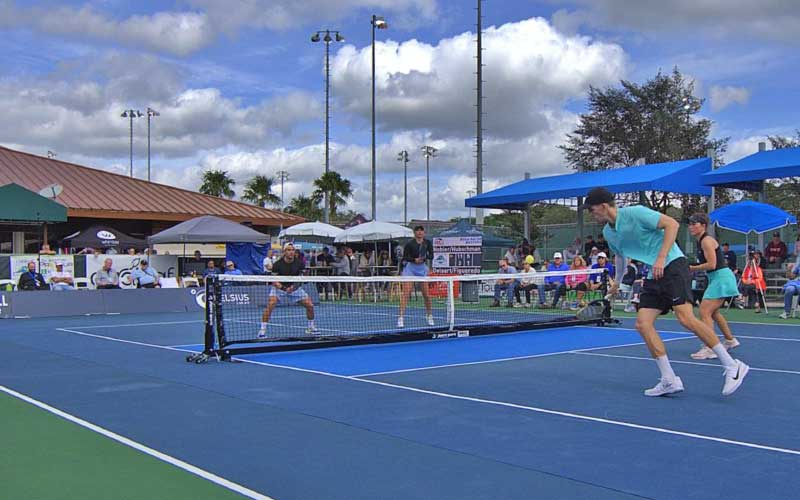 doubles pickleball tournament match in boca raton