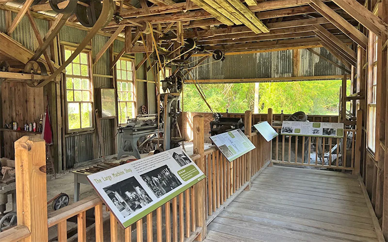 machine shop exhibit in historic koreshan state park estero