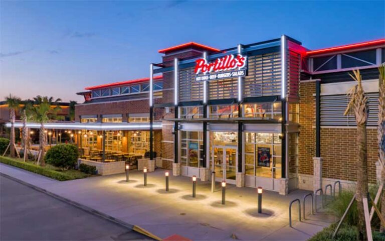 exterior dusk front of restaurant at portillos kissimmee