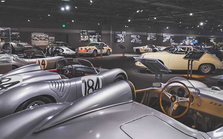 museum interior with collectible historic cars at revs institute naples