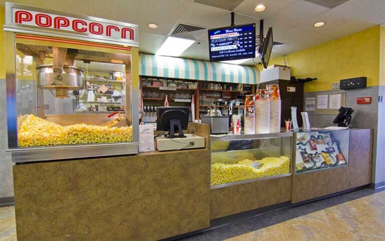snack bar with popcorn at marco movies marco island