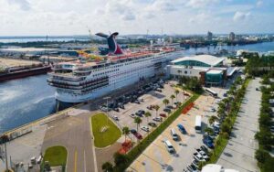 aerial view of cruise port with ship carnival cruise line jaxport jacksonville