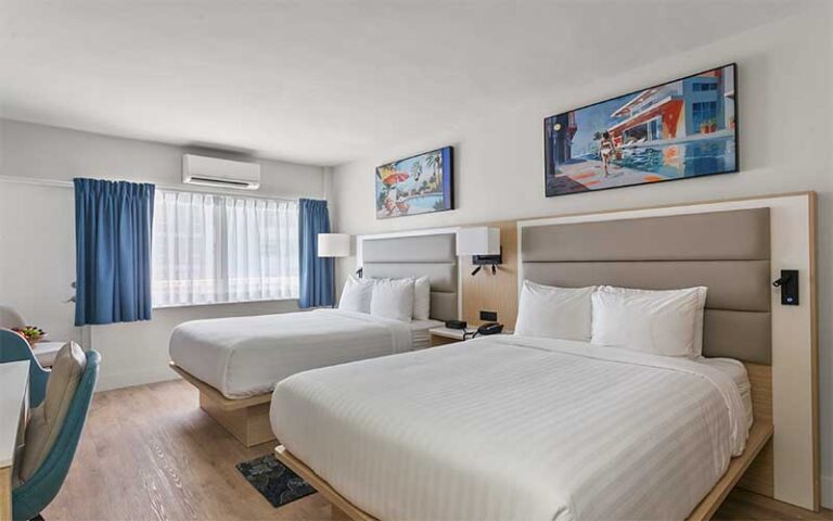 double bed guest room with view at ocean sky hotel resort fort lauderdale