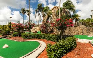 outdoor mini golf course with volcano at hawaiian rumble adventure golf lake buena vista