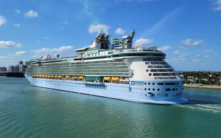 ship freedom entering port royal caribbean port miami