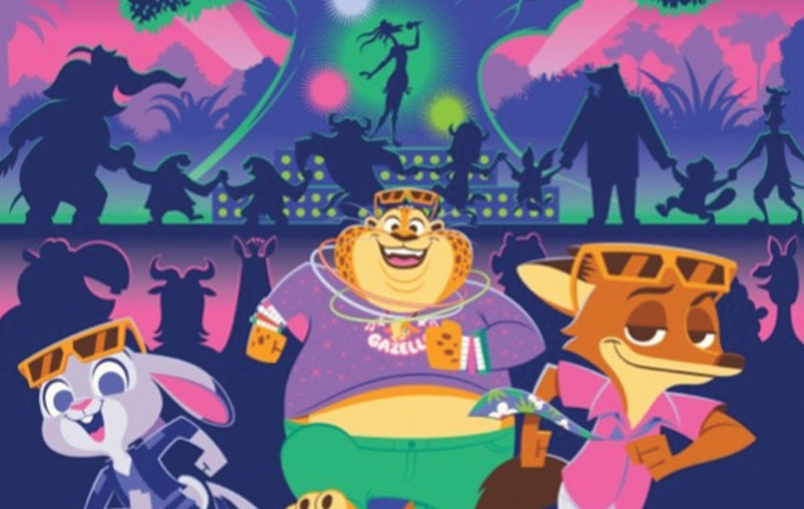 cartoon illustration of zootopia show poster disney animal kingdom