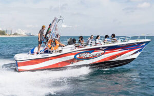 boat speeding along bay at sea rocket fort lauderdale